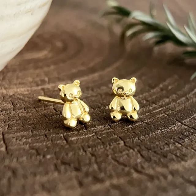 【Porabella】S925純銀金色小熊耳釘｜超Q立體小熊軟糖造型｜告白・生日・情人節甜蜜禮物推薦 earrings