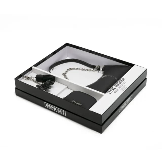 【steve madden】雙背帶腋下包/零錢包三件禮盒組(黑色)