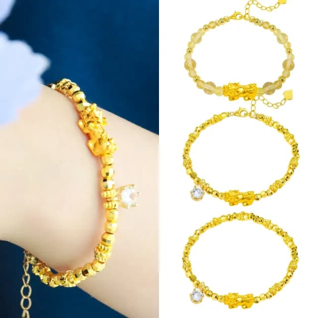 【金喜飛來】黃金手鍊招財貔貅金閃閃串珠多選(0.08錢±0.02)