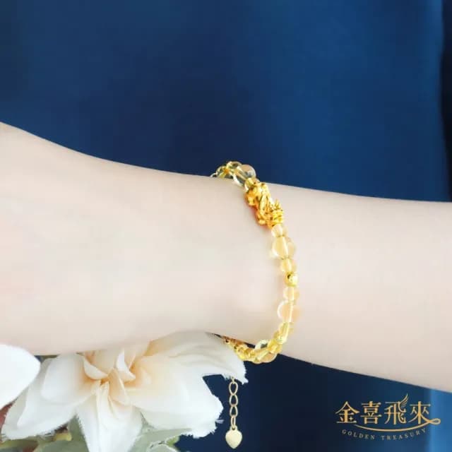 【金喜飛來】黃金手鍊招財貔貅金閃閃串珠多選(0.08錢±0.02)