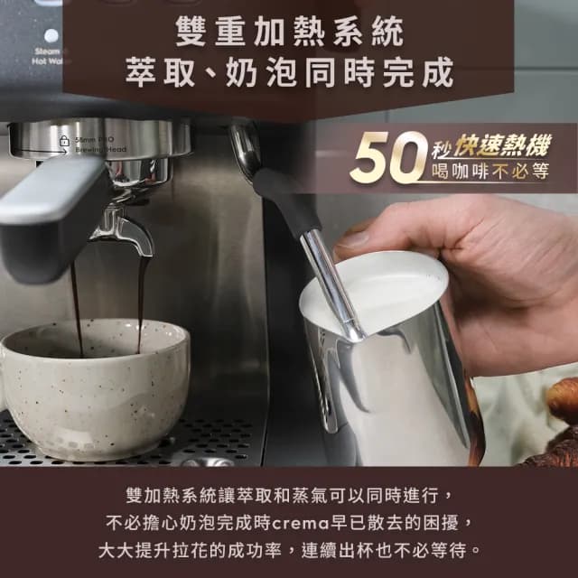 【Electrolux 伊萊克斯】雙11限定 極致美味700半自動義式咖啡機(E7EC1-610P)