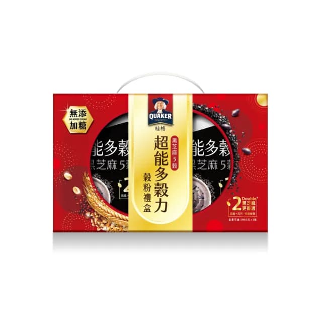 【QUAKER 桂格】超能多穀力禮盒-無添加糖-送禮推薦(390g*2罐/盒)