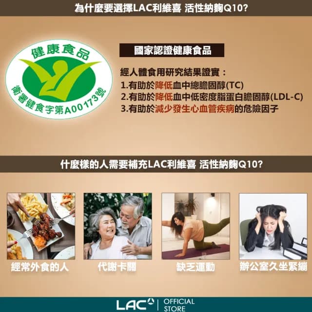 【LAC 利維喜】活性納麴Q10膠囊x2盒組(共120顆/納豆紅麴/降低膽固醇/健字號/送禮/醫生推薦/輔q10)