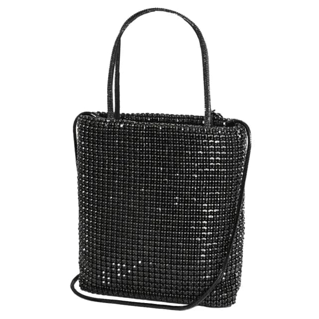 【TORY BURCH】經典雙T吊飾璀璨滿版水鑽迷你手袋包兩用包(銀鑽)