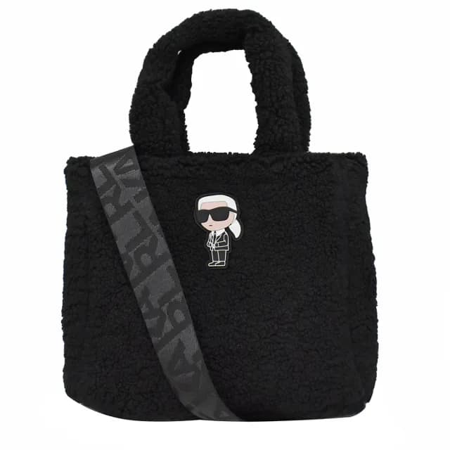 【KARL LAGERFELD 卡爾】卡爾老佛爺毛料手提包斜背包手袋