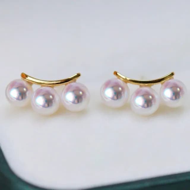 【La Corser】4.5-5mm 日本 Akoya 天然海水珍珠 耳環 18K金 耳飾 正圓珍珠 強光 耳釘 優雅百搭
