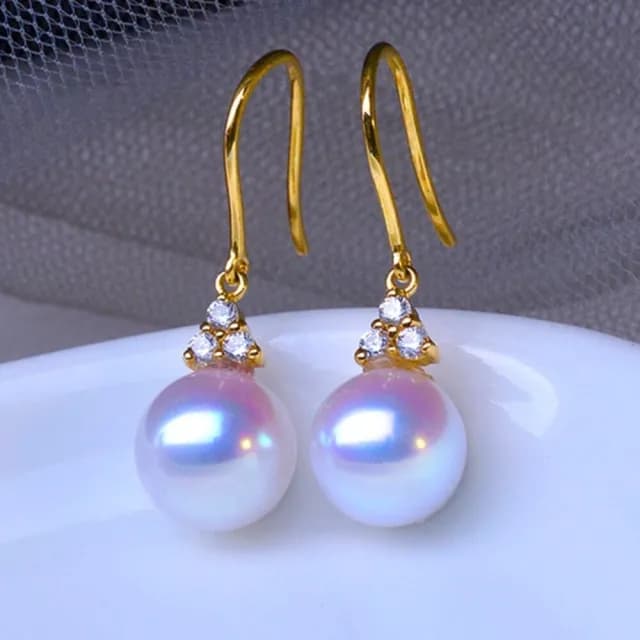 【La Corser】7-7.5mm 天女級 日本 Akoya 天然海水珍珠 耳環 耳墜 耳勾 18K金 鑽石 耳飾 優雅百搭