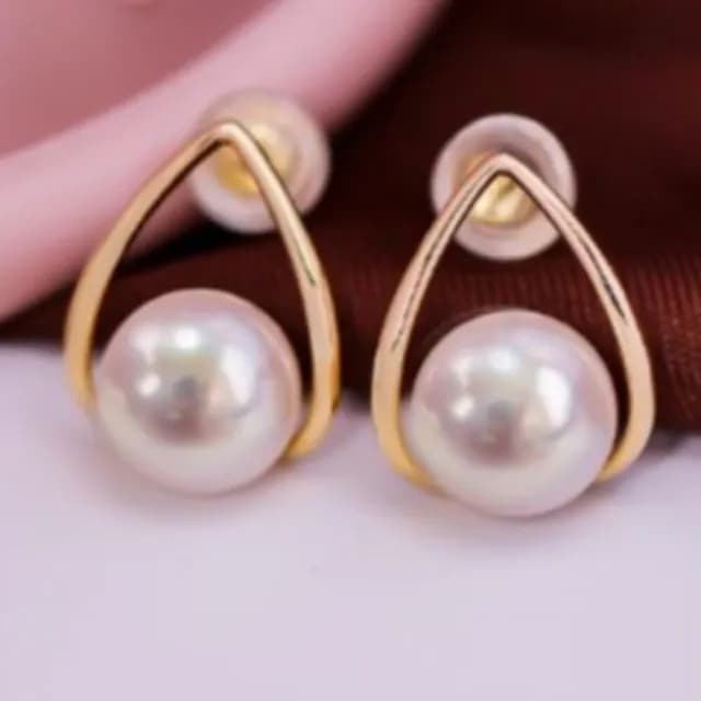 【La Corser】7.5-8mm 日本 Akoya 天然海水珍珠 耳釘 優雅女神範 水滴款 18K金 天女級 耳飾 正圓珍珠