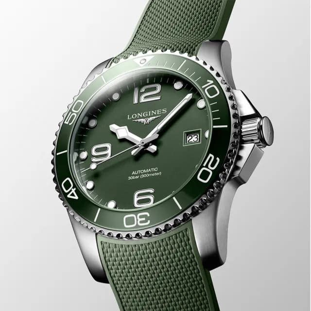 【LONGINES 浪琴】Hydroconquest 深海征服者 浪鬼 陶瓷錶圈 機械潛水腕錶 綠 41mm(L3.781.4.06.9)