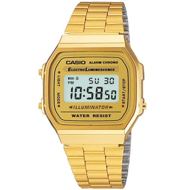 【CASIO 卡西歐】復古風潮經典方形電子錶/黃(A168WG-9W)