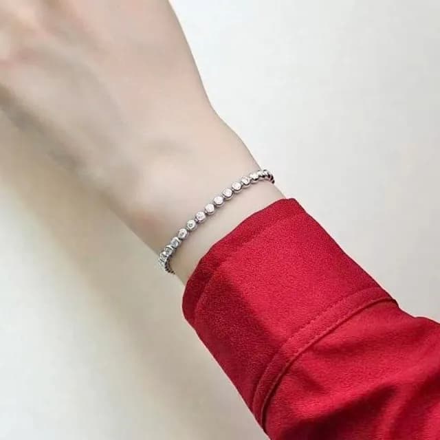 【鉅曜】2克拉鑽石手鏈 泡泡鑽 培育鑽石 D-E等級 （925銀 5分鑽 總重2克拉）(培育鑽石 總重2克拉)