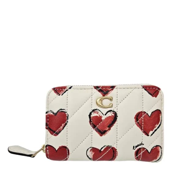 【COACH】ESSENTIAL限量專櫃愛心印花卡夾包零錢包禮盒組(贈原廠防塵袋紙袋送禮)