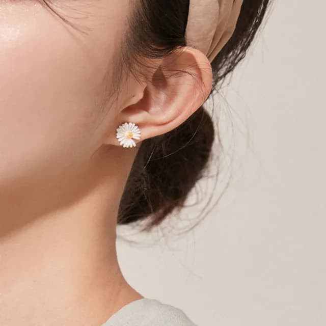 【vacanza】銀邊雛菊 純銀耳環