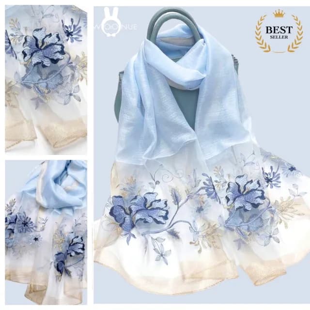 【WOONUE】頂級蠶絲羊毛混紡氣質披肩圍巾絲巾防曬禮服披肩冷氣披巾(生日禮物母親節媽女友老婆聖誕交換禮物)