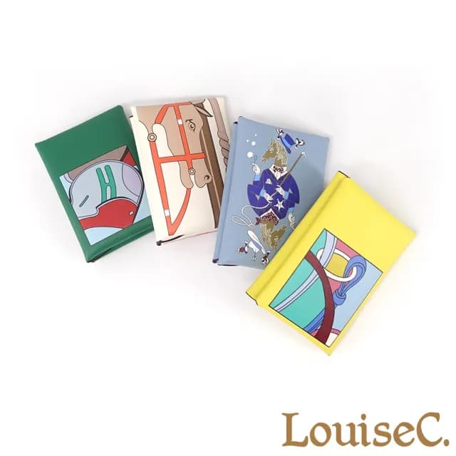 【LouiseC.】Tree House 牛皮時尚印花釦式卡片零錢包短夾-4色(YS25199)