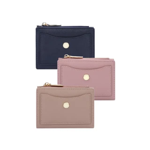 【Haoner】經典純色短夾 女夾(二折短夾 短夾 女錢包 壓扣短夾)