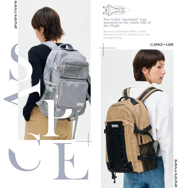 【NASA SPACE】買一送一。買包送品牌帽任選│美國 太空旅人 多用途 旅行雙肩後背包 健行包 電腦包(多款)