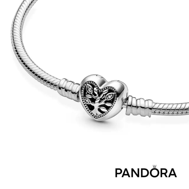 【Pandora官方直營】Moments 家族樹心形扣蛇形手鏈