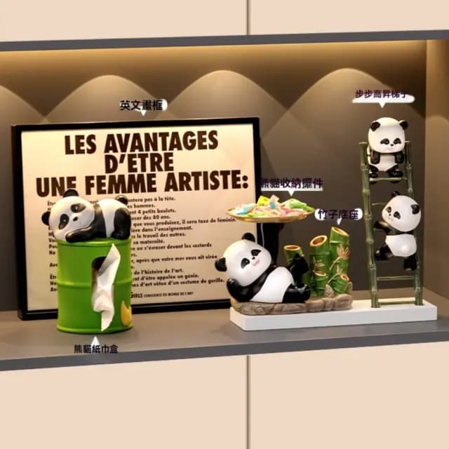 【超微米】熊貓鑰匙收納玄關擺件 高級感小眾入戶客廳家居裝飾品(喬遷新居禮物)