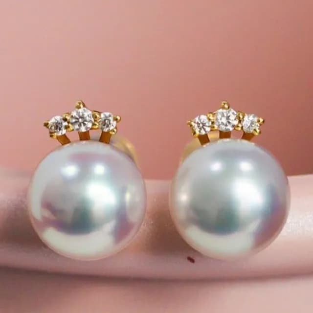 【La Corser】7-7.5mm 天然海水珍珠 耳釘 18K金 Akoya 正圓 強光珍珠 耳飾設計 優雅簡約 日常百搭