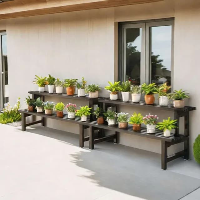 【R.H 獵戰】花架 陽臺花架 戶外花園鐵藝盆栽架(多層花盆置物架 階梯花架 植物收納架lmx)