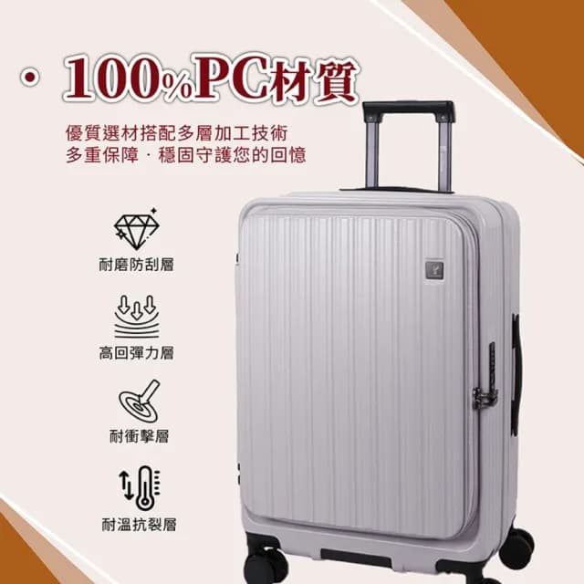 【LureDada 鹿兒搭搭】全新升級 24吋 鹿兒大嘴獸2代 前開式行李箱 TSA海關鎖(雙層防爆拉鍊 可擴充 拉鍊箱)