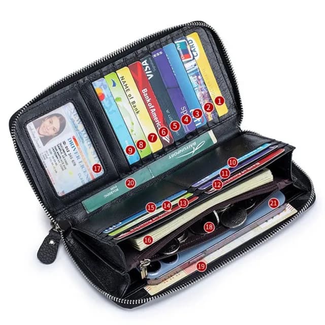 【LEEHER】雙11 女生錢包/多卡位大容量錢夾/三色拉鍊錢包/長夾/真皮手拿包/長款錢包