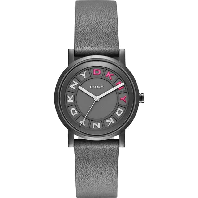【DKNY】紐約派對都會手錶-灰黑x桃紅/34mm 禮物 送禮 推薦(NY2390)
