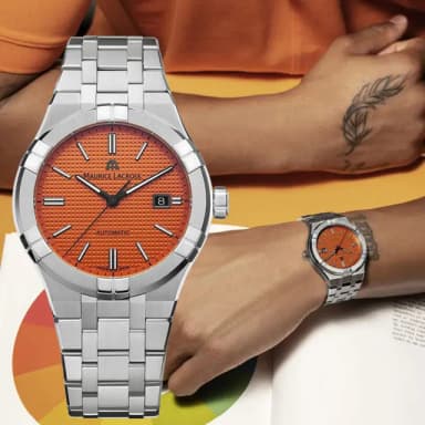 【Maurice Lacroix 艾美錶】AIKON 全球限量 夏日特別版機械錶 套錶-42mm 送禮 禮物(AI6008-SS00F-530-E)