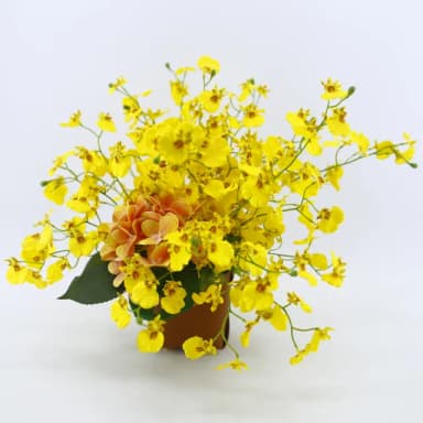 【HUGO DECO 榆果傢飾】文心蘭皮革盆香氛花藝(擬真花/端午節/花禮/送花/送禮)
