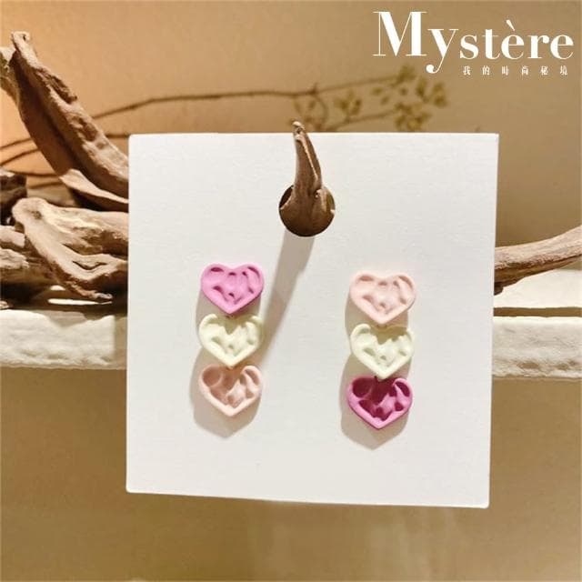 【my stere 我的時尚秘境】母親節禮物 2022新款-韓國甜美粉漸層愛心耳環(S925銀針 甜美 粉色漸層 愛心)