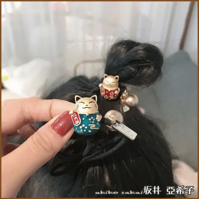 【Akiko Sakai】微笑祈願招財貓造型髮圈(生日 送禮 禮物)