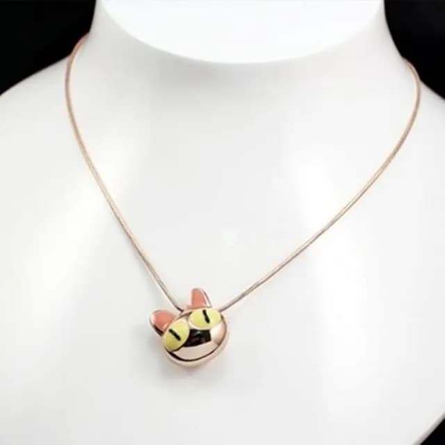 【米蘭精品】現貨+預購 玫瑰金項鍊貓咪吊墜(時尚百搭可愛卡通情人節生日聖誕節交換禮物女飾品2色73kt3)