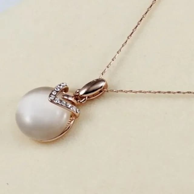 【米蘭精品】現貨+預購 玫瑰金項鍊貓眼石吊墜(精緻鑲鑽名媛優雅情人節生日聖誕節交換禮物女飾品73kt33)