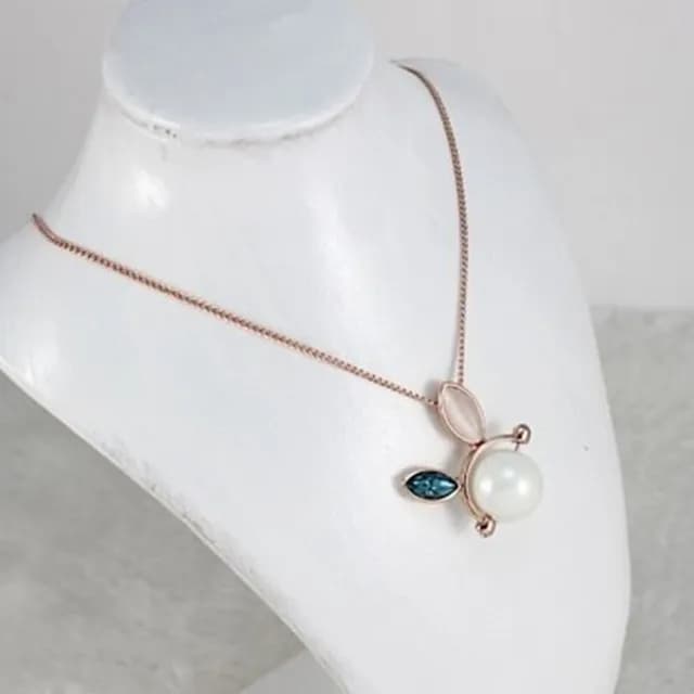 【米蘭精品】現貨+預購 玫瑰金項鍊珍珠吊墜(韓版可愛小兔子情人節生日聖誕節交換禮物女飾品73kt42)