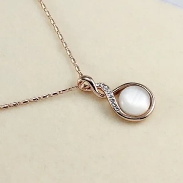 【米蘭精品】現貨+預購 玫瑰金項鍊貓眼石吊墜(時尚精緻優雅氣質情人節生日聖誕節交換禮物女飾品73kt49)