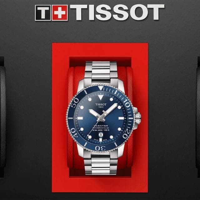 【TISSOT 天梭 官方授權】Seastar 1000 海洋之星300米潛水機械錶 母親節 禮物 送禮(T1204071104103)