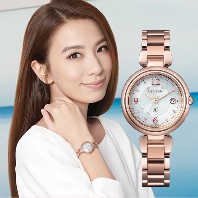 【CITIZEN 星辰】xC系列 知性浪漫鈦金屬光動能電波錶 女錶 禮物 推薦(ES9468-51A)