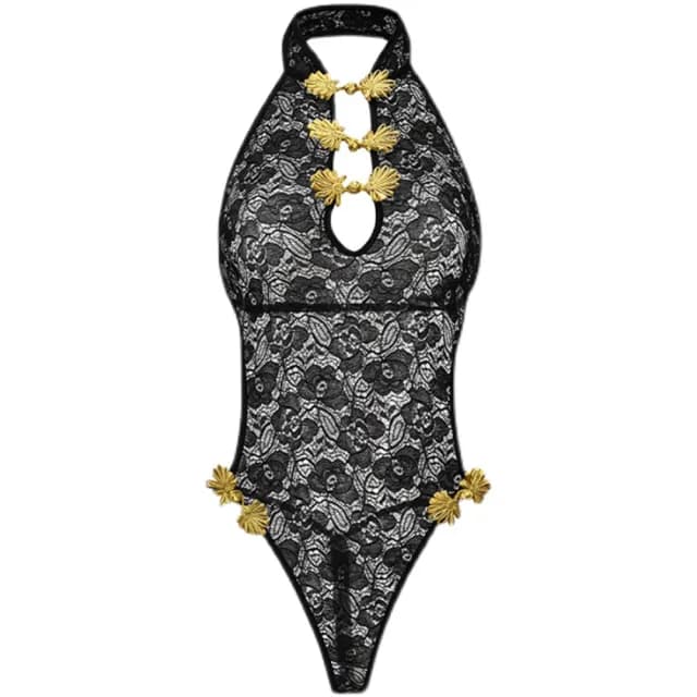 【Sexy baby】A1090蕾絲美背純慾激情復古連身開襠性感簍空情趣內衣連身裙性感睡衣(Cosplay 情人節禮物)