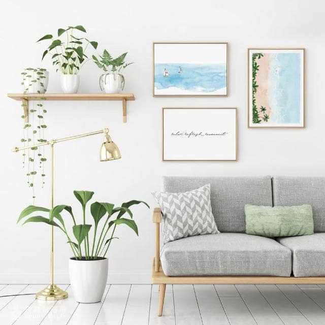【菠蘿選畫所】小船與大海-50x70cm(療癒手繪感海洋掛畫/夏日換季裝飾/邊櫃擺設/開店送禮)
