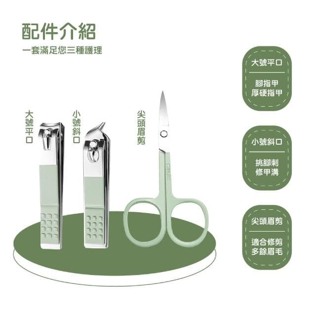 【修甲用具】薄荷綠美容美甲套裝7件組(修眉 鑷子 銼刀 挖耳棒 掏耳勺 指甲剪 修甲刀 修死皮)