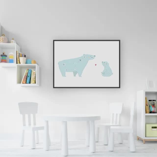 【菠蘿選畫所】星座 • 療癒大熊-50x70cm(可愛北極熊掛畫/母親節裝飾/幼兒園擺設/父親節禮物)