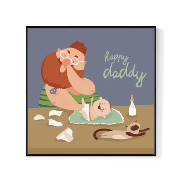 【菠蘿選畫所】超級奶爸•濃濃的愛-25x25cm(兒童房裝飾/親子禮物/父親節禮物)