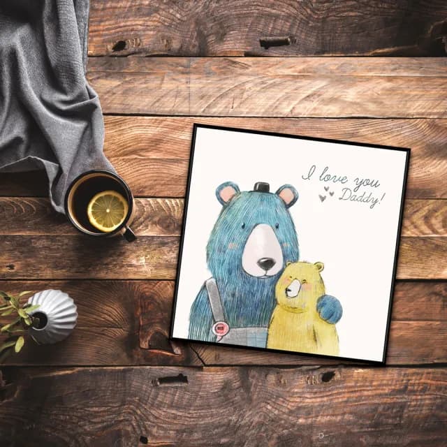 【菠蘿選畫所】爸爸熊愛你-40x40cm(大熊掛畫/兒童房裝飾/親子禮物/父親節禮物)
