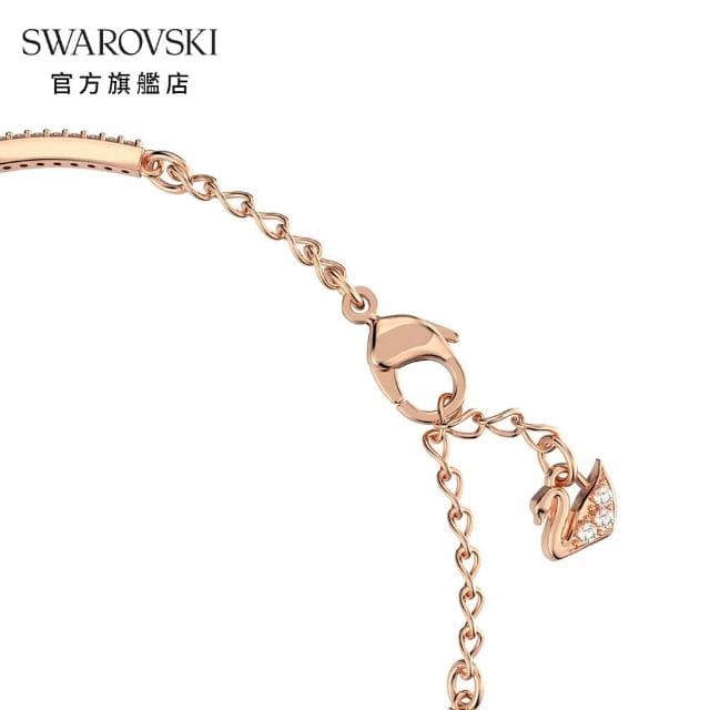 【SWAROVSKI 官方直營】Una 手鐲 幸運草 白色 鍍玫瑰金色調 母親節禮物(跳動的心)