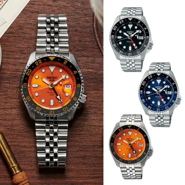 【SEIKO 精工】5 Sports系列 GMT兩地時間 機械腕錶 父親節 禮物 送禮 推薦(三款可選)
