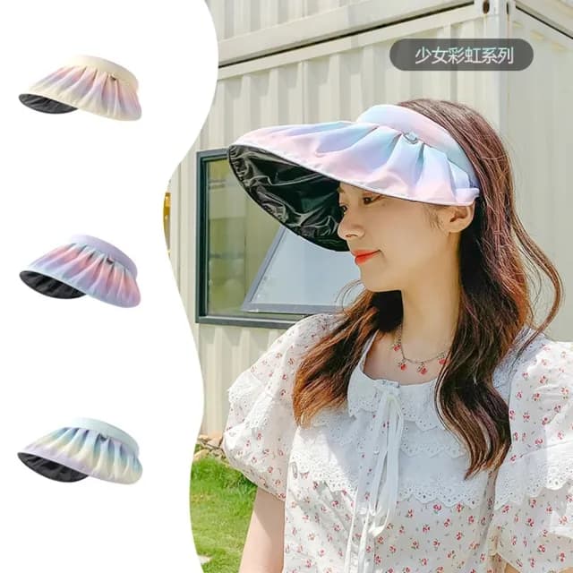 【米蘭精品】現貨+預購 空頂帽防曬帽(漸層變色黑膠貝殼帽女帽子母親節禮物4色74cp7)