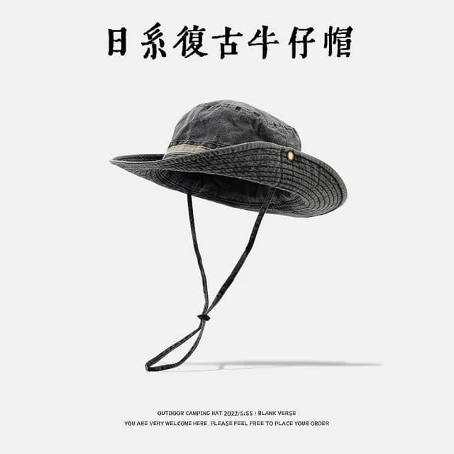 【米蘭精品】現貨+預購 牛仔帽防曬帽(復古日系綁帶漁夫帽男女帽子母親節禮物4色74cp28)