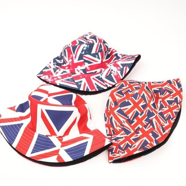【米蘭精品】現貨+預購 漁夫帽遮陽帽(英國國旗印花雙面戴男女帽子情人節生日聖誕節交換禮物3款74cq6)