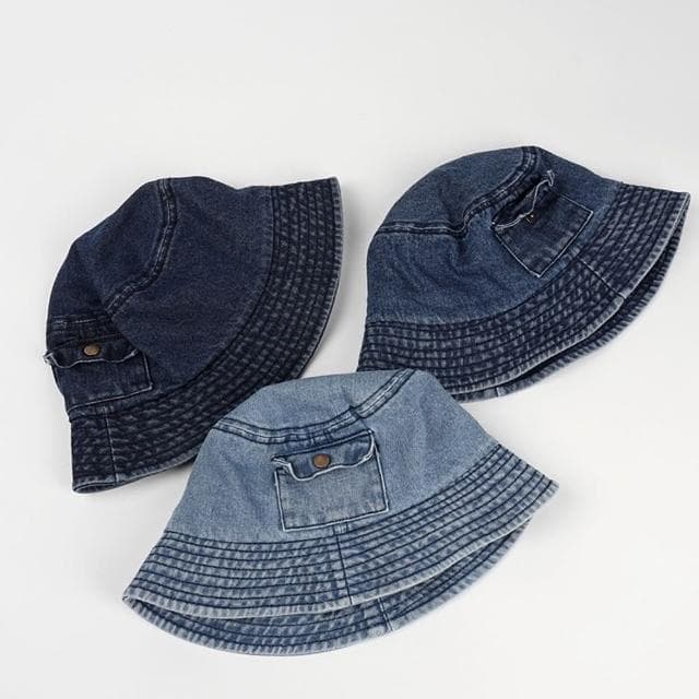 【米蘭精品】現貨+預購 漁夫帽遮陽帽(復古小口袋短簷牛仔男女帽子情人節生日聖誕節交換禮物3色74cq2)